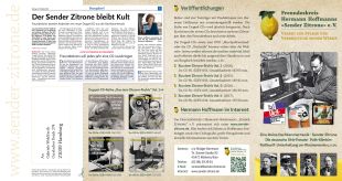 Informationsflyer Freundes­kreis Hermann Hoff­manns „Sender Zitrone” e. V.