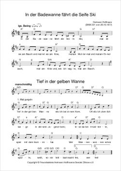 Notenblatt „In der Badewanne fährt die Seife Ski”/„Tief in der gelben Wanne”