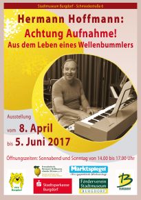 Plakat zur Ausstellung „Achtung Aufnahme! Aus dem Leben eines Wellenbummlers”